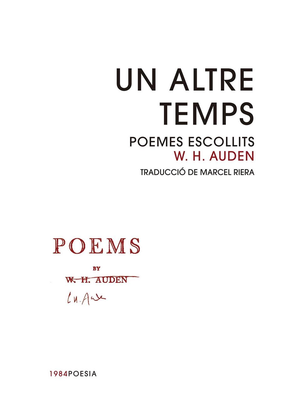 Altre temps, Un : Poemes escollits | 9788416987344 | Auden, Wystan Hugh